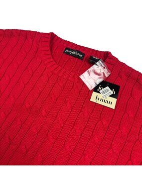 NEW Joseph & Lyman Men’s 100% Cotton CableKnit Crew Neck Sweater Red• XL